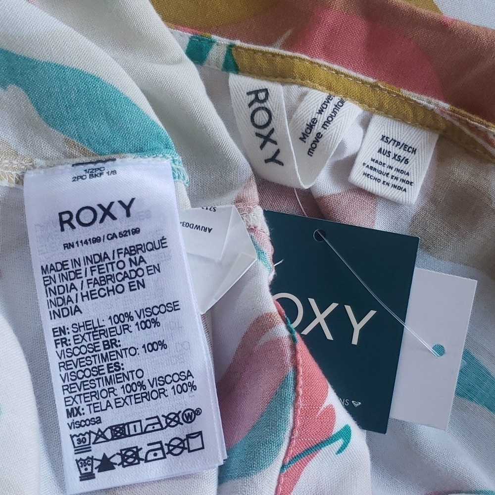 Roxy new floral long wide sleeves waist tie jumper XS - Picture 7 of 7